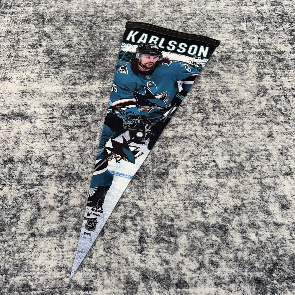 San Jose Sharks NHL Erik Karlsson Pennant‎ Hockey Sports Teal Merch